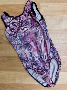 Snowflake Designs Adult S Leotard Purple Animal Print Sparkle